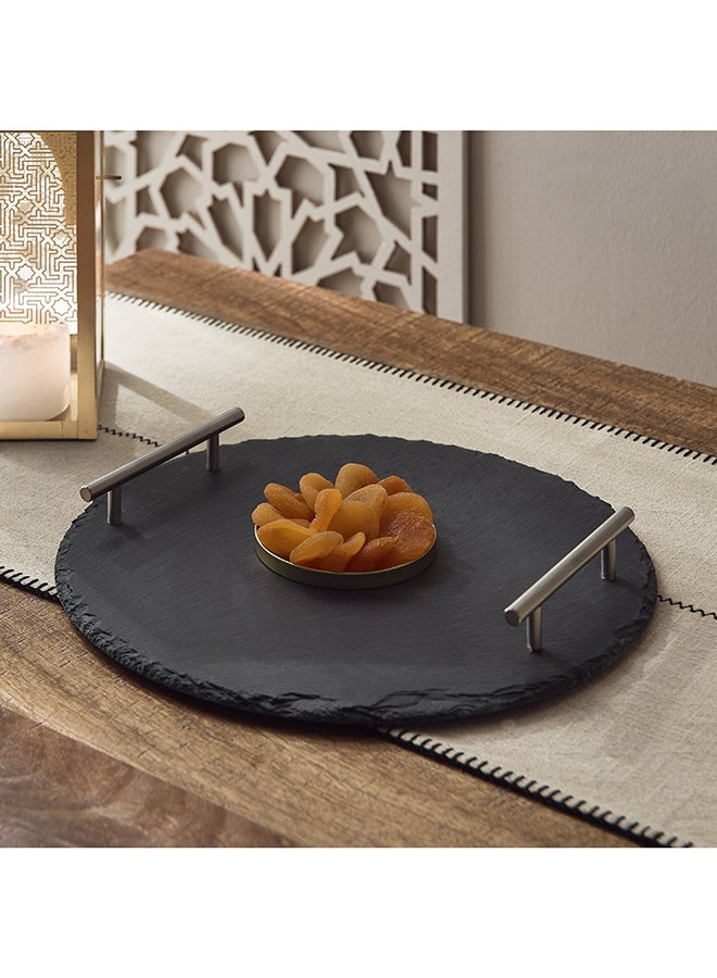Home Box Eden Round Slate Tray with Handle - Image 1